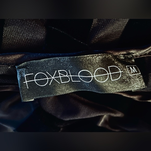 Foxblood Medium Velvet Velour Striped Sheer Gown Peasant Gothic Vintage Maxi - Picture 16 of 16